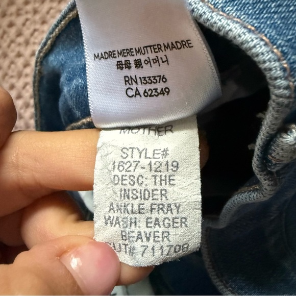 Mother The Insider Ankle Fray Jeans Eager Beaver 25 High Rise Crop - Picture 7 of 11